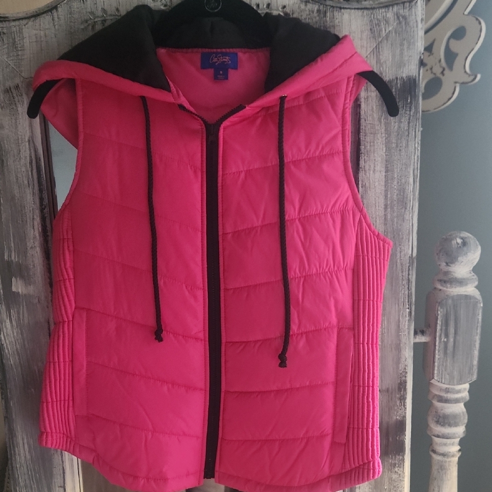 City Streets Vibrant Pink Quilted Vest NWOT